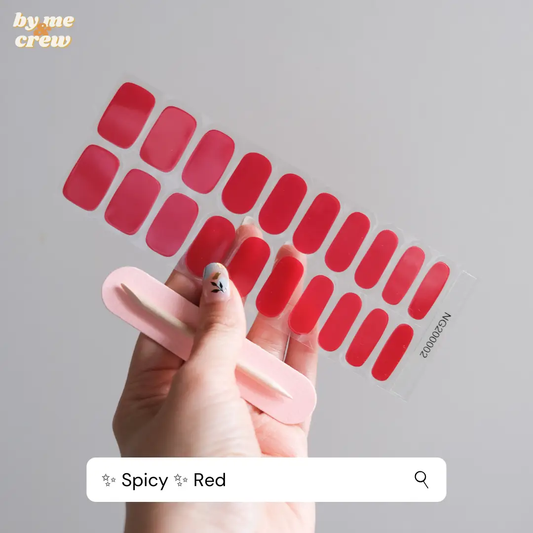 Spicy Red Semicured Gel Nails Sticker Kit