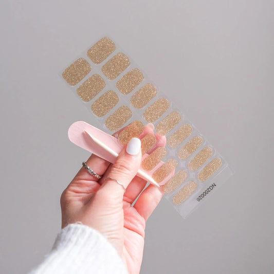 Attention Pls (Gold Glitter) Semicured Gel Nail Stickers Kit